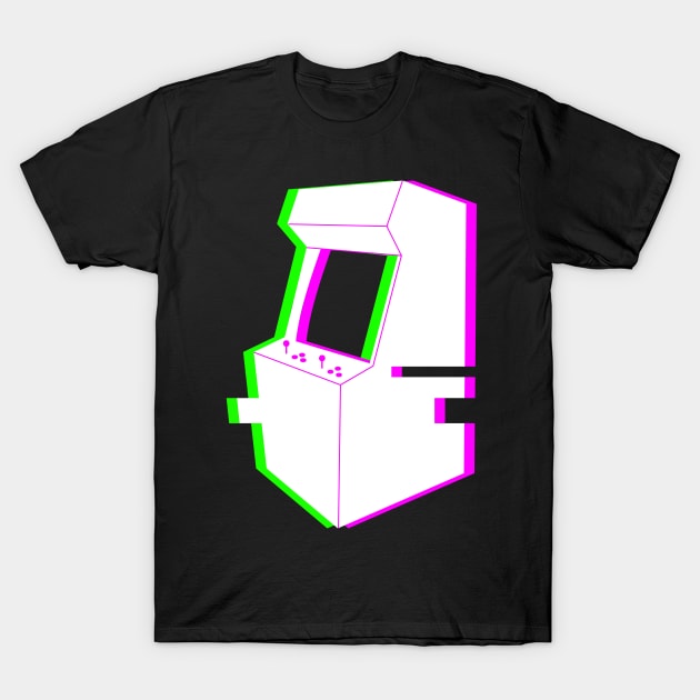 Retro Glitch Arcade Machine T-Shirt by Wizardmode